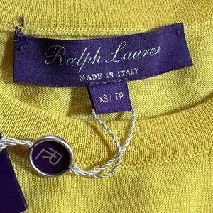 Ralph Lauren Canary Yellow Italian Cashmere Crewneck Long Sleeve Sweater
